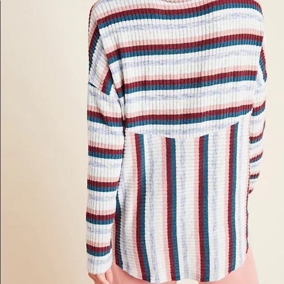 Anthropologie Saturday Sunday Pippa Hacci Turtleneck Striped LS Top Size XS - Picture 3 of 13